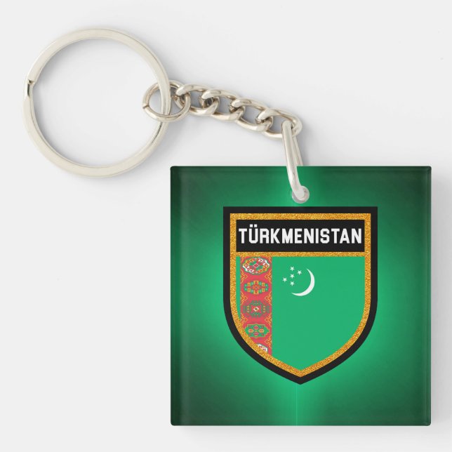 Turkmenistan Flag Key Ring (Front)