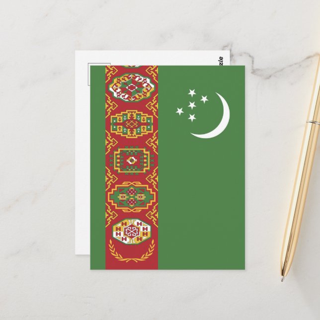 Turkmenistan flag postcard (Front/Back In Situ)