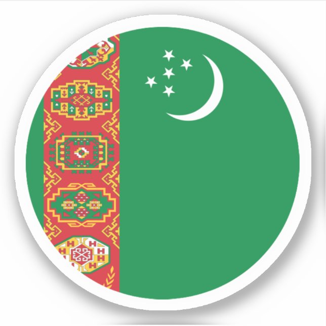 Turkmenistan Flag Round Sticker (Front)