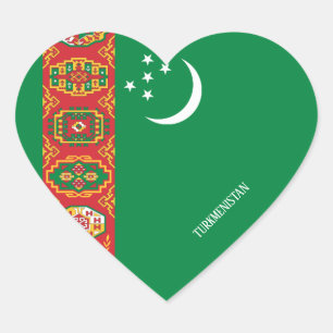 Turkmenistan Flag Splendid Patriotic Heart Sticker