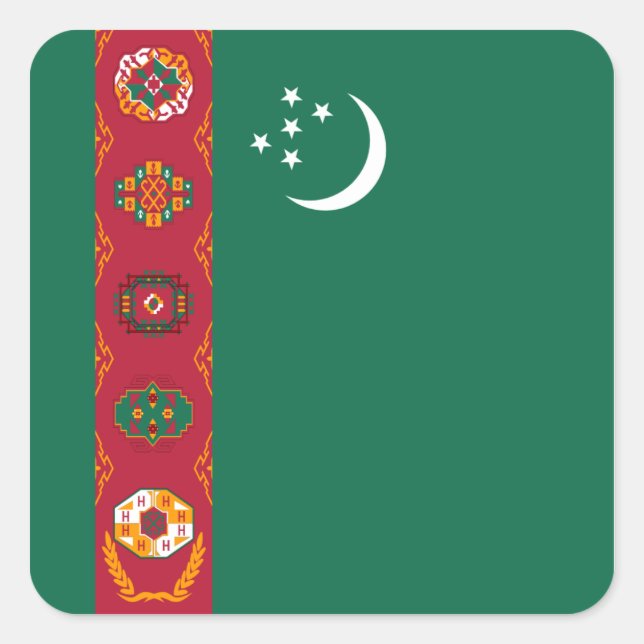 Turkmenistan Flag Sticker (Front)