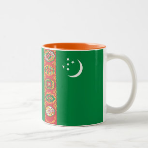 Turkmenistan Flag Two-Tone Coffee Mug