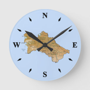Turkmenistan Map Clock