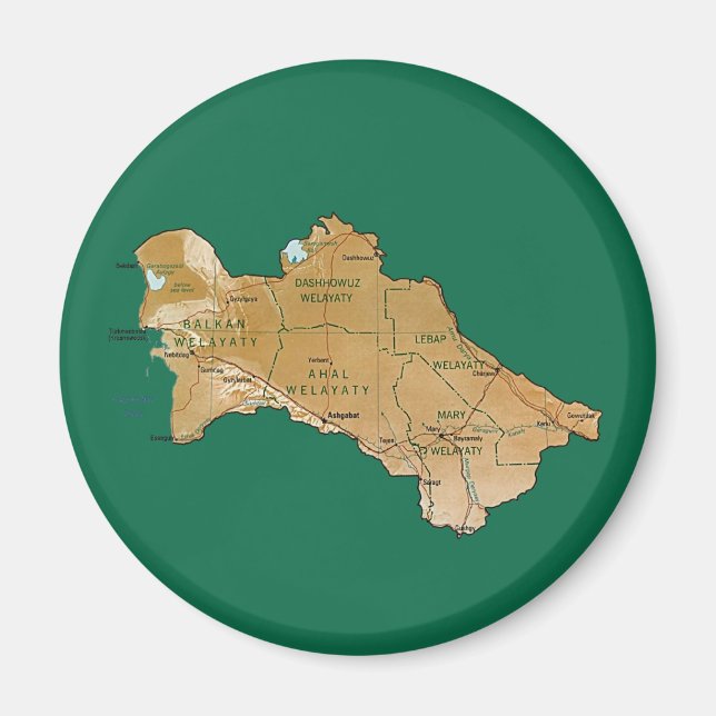 Turkmenistan Map Magnet (Front)
