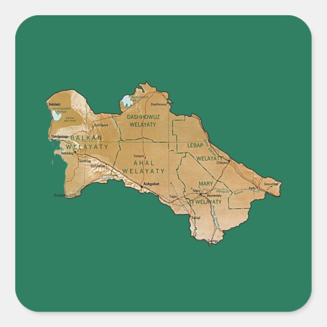 Turkmenistan Map Sticker (Front)