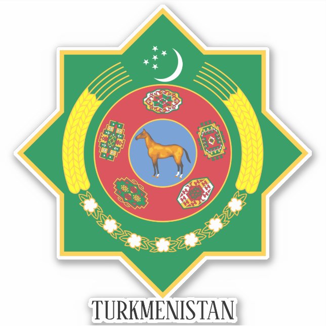 Turkmenistan National Coat Of Arms Patriotic (Front)