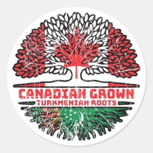 Turkmenistan Turkmenian Canadian Canada Tree Roots Classic Round Sticker