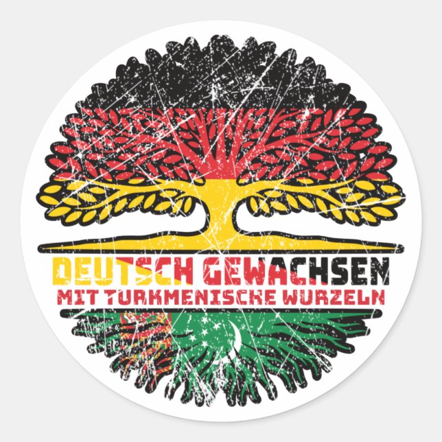 Turkmenistan Turkmenisch Deutsch Deutschland Baum Classic Round Sticker (Front)