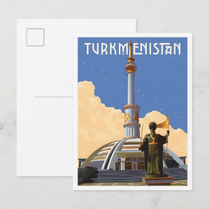 Turkmenistan Vintage Art Travel Postcard