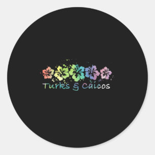 Turks & Caicos Watercolor Beach Design _ Trave Classic Round Sticker