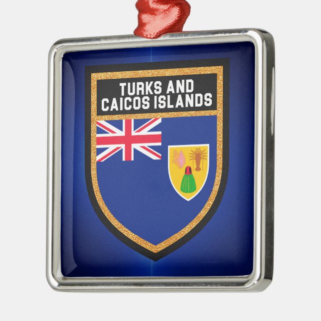 Turks And Caicos Flag Metal Tree Decoration (Left)