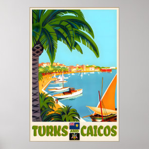 Turks and Caicos Islands Caribbean Lucayan Travel Poster