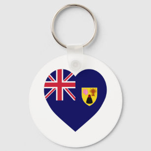 Turks and Caicos Islands Flag Heart Key Ring
