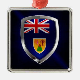 Turks and Caicos Islands Metallic Emblem Metal Ornament
