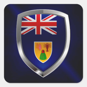 Turks and Caicos Islands Metallic Emblem Square Sticker