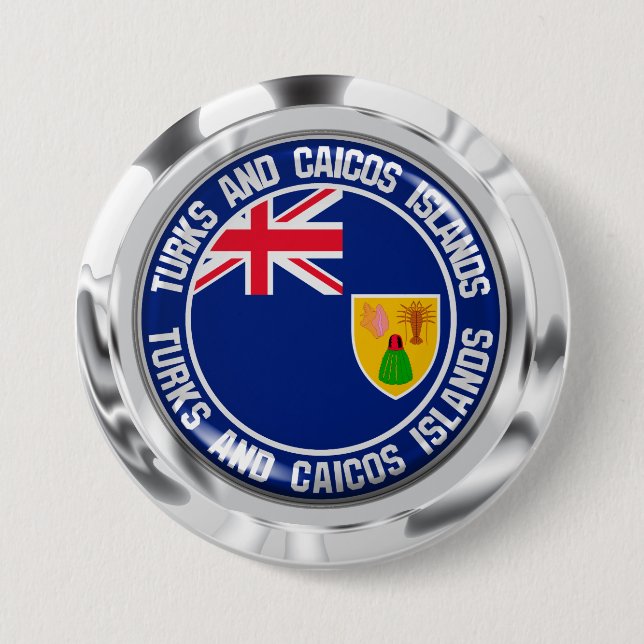 Turks and Caicos Islands Round Emblem 7.5 Cm Round Badge (Front)