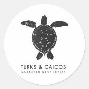 Turks And Caicos Islands Sea Turtle Ocean Surfing Classic Round Sticker