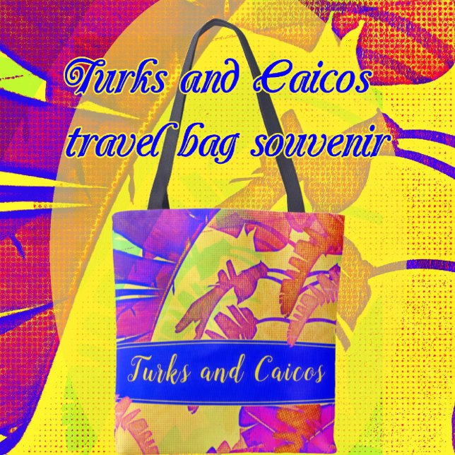 Turks and Caicos Islands Tropical Beach Vacation Tote Bag (Bright colorful Turks and Caicos travel souvenir.)