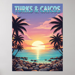 Turks and Caicos islands tropical sunset Poster