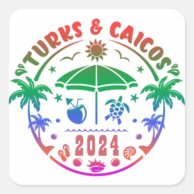 Turks and Caicos Islands: Turquoise Water Paradise Square Sticker (Front)