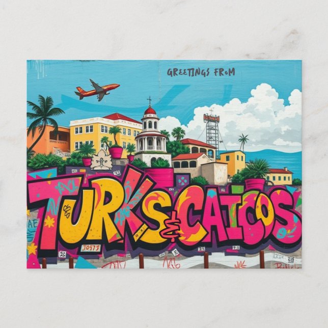 Turks and Caicos Islands UK graffiti Postcard (Front)