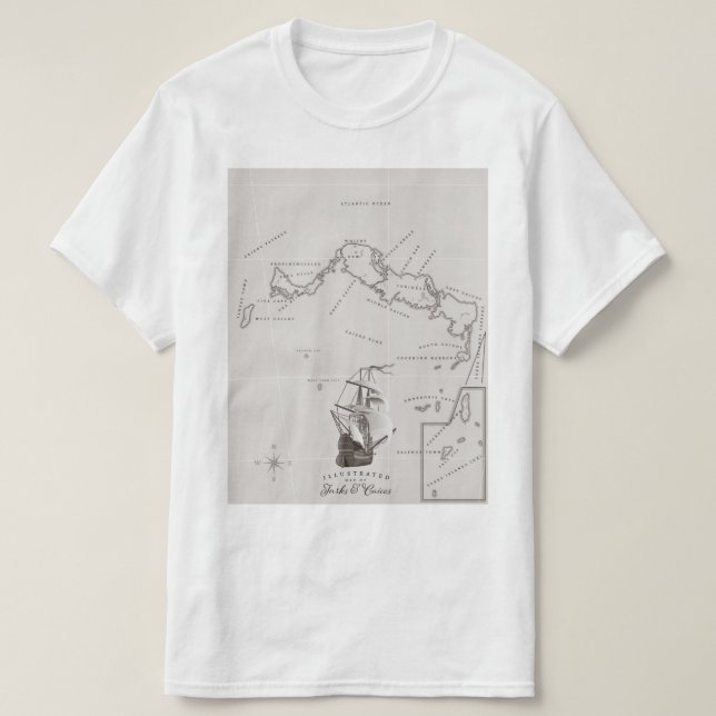 Turks and Caicos Map T-Shirt (Design Front)