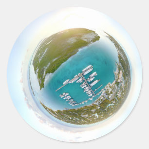 Turks and Caicos tiny planet panorama Classic Round Sticker