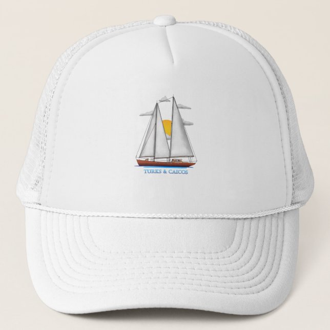 Turks & Caicos Coastal Nautical Sailing Sailor Trucker Hat (Front)