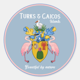 Turks & Caicos Coat Of Arms Classic Round Sticker