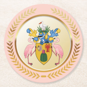 Turks & Caicos Coat Of Arms Round Paper Coaster