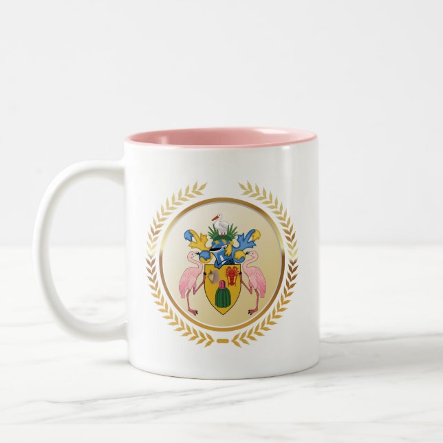 Turks & Caicos Coat Of Arms Two-Tone Coffee Mug (Left)