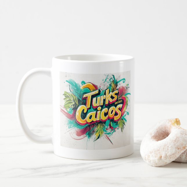 Turks & Caicos Graffiti Vibes: Island Street Art  Coffee Mug (With Donut)