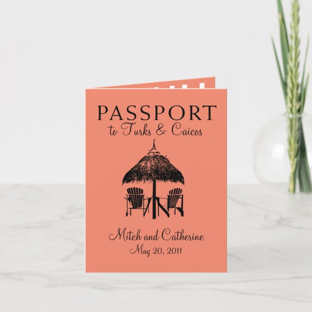 Turks & Caicos Passport Wedding Invitation (Front)