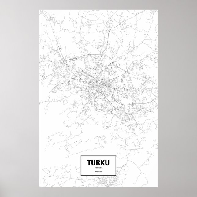 Turku, Finland (black on white) Poster (Front)