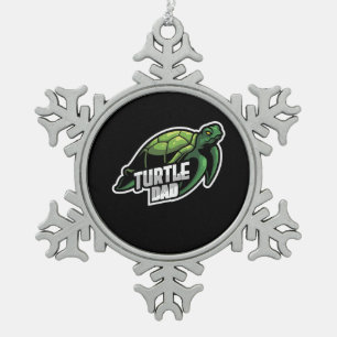 Turlte Lover   Turtle Dad Snowflake Pewter Christmas Ornament