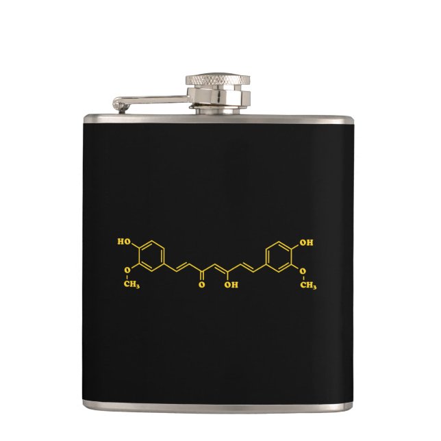 Turmeric Curcumin Molecular Chemical Formula Hip Flask (Front)