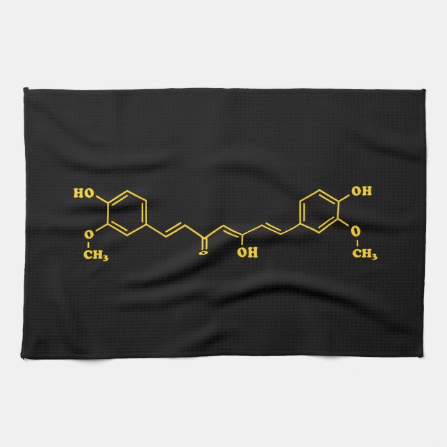 Turmeric Curcumin Molecular Chemical Formula Tea Towel (Horizontal)