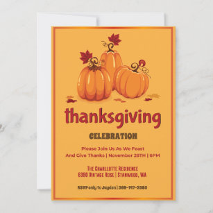 Turmeric Dreams Thanksgiving with Pastel Pumpkins Invitation