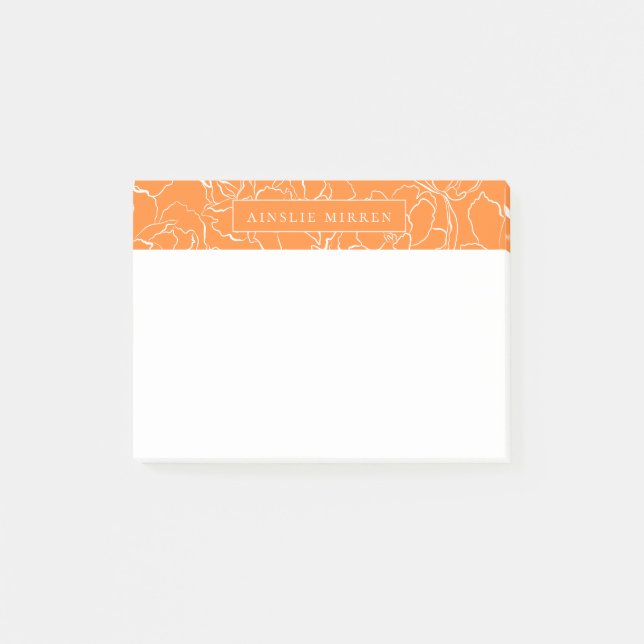 Turmeric Orange Simply Floral Personalised Post-it Notes (Front)