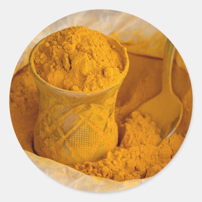 Turmeric powder classic round sticker (Front)