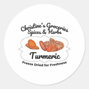 Turmeric spice jar. classic round sticker