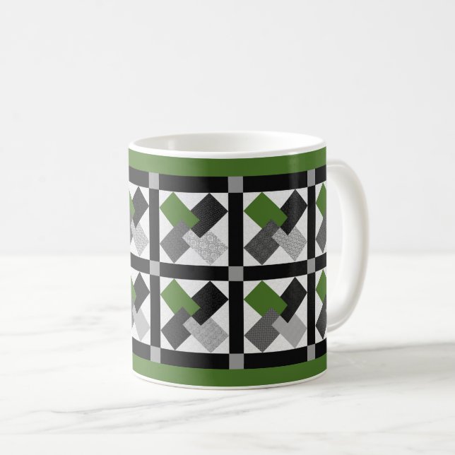 "Turn of a Friendly Card" Patchwork-Look Coffee Mug (Front Right)