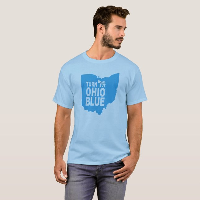 Turn Ohio Blue T-Shirt | Progressive Liberal State (Front Full)