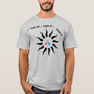 Turn On - Tune In - Drop D  Guitar T Shirt - Sun