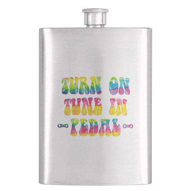 Turn On Tune In Pedal Your Bike Hip Flask (Front)