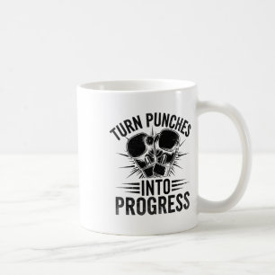 Turn Punches Into Progress Boxer Sports Gym Athlet Coffee Mug
