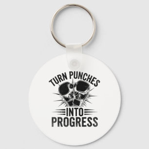 Turn Punches Into Progress Boxer Sports Gym Athlet Key Ring
