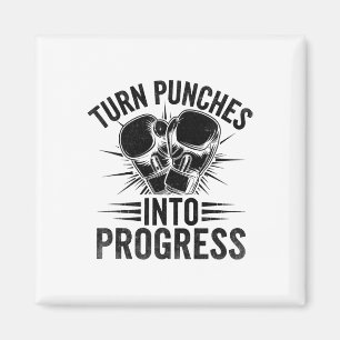 Turn Punches Into Progress Boxer Sports Gym Athlet Magnet