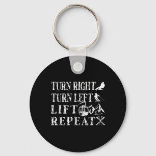 Turn Right Left Ski Lift Skiing Skiers Key Ring
