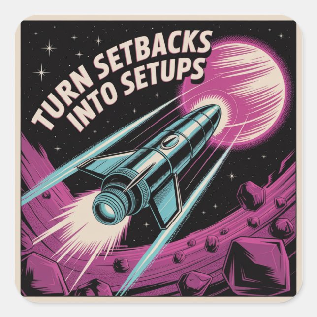 Turn Setbacks Into Setups Square Sticker (Front)